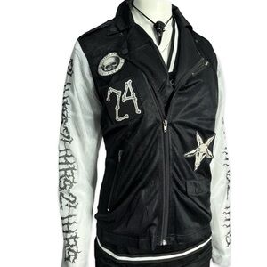 24HRS Lip Service Goth Gothic Black and White Men's Mesh Jacket S NWT